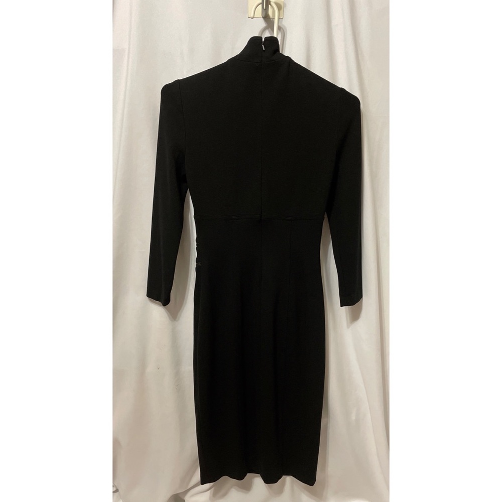 Cache Women's Half Zip High Neck Ponte Knit Dress Black Long Sleeve Rayon 2